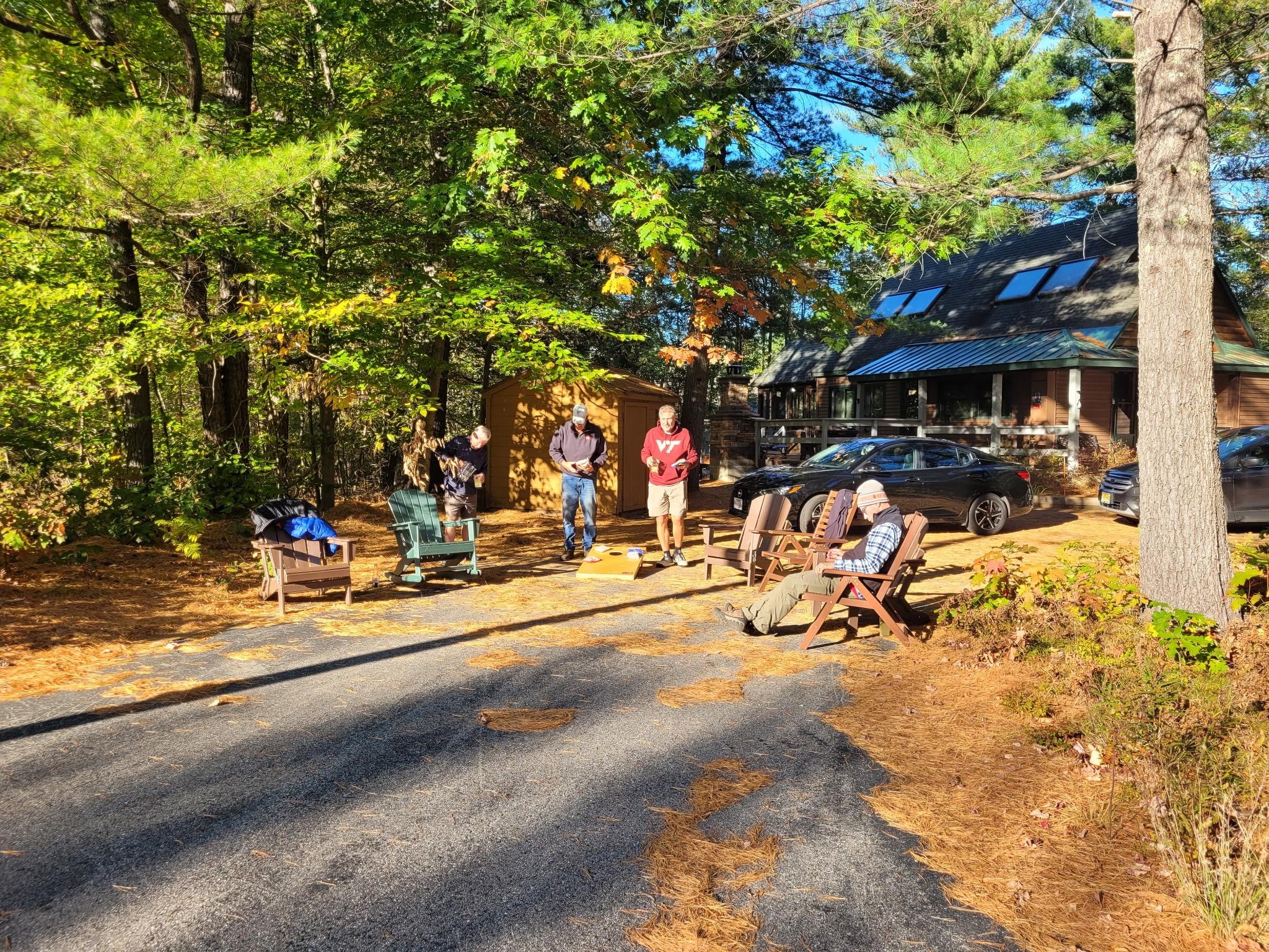 Enjoying cornhole and sunshine at 6 Bow Lane