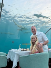 Inside underwater restaurant