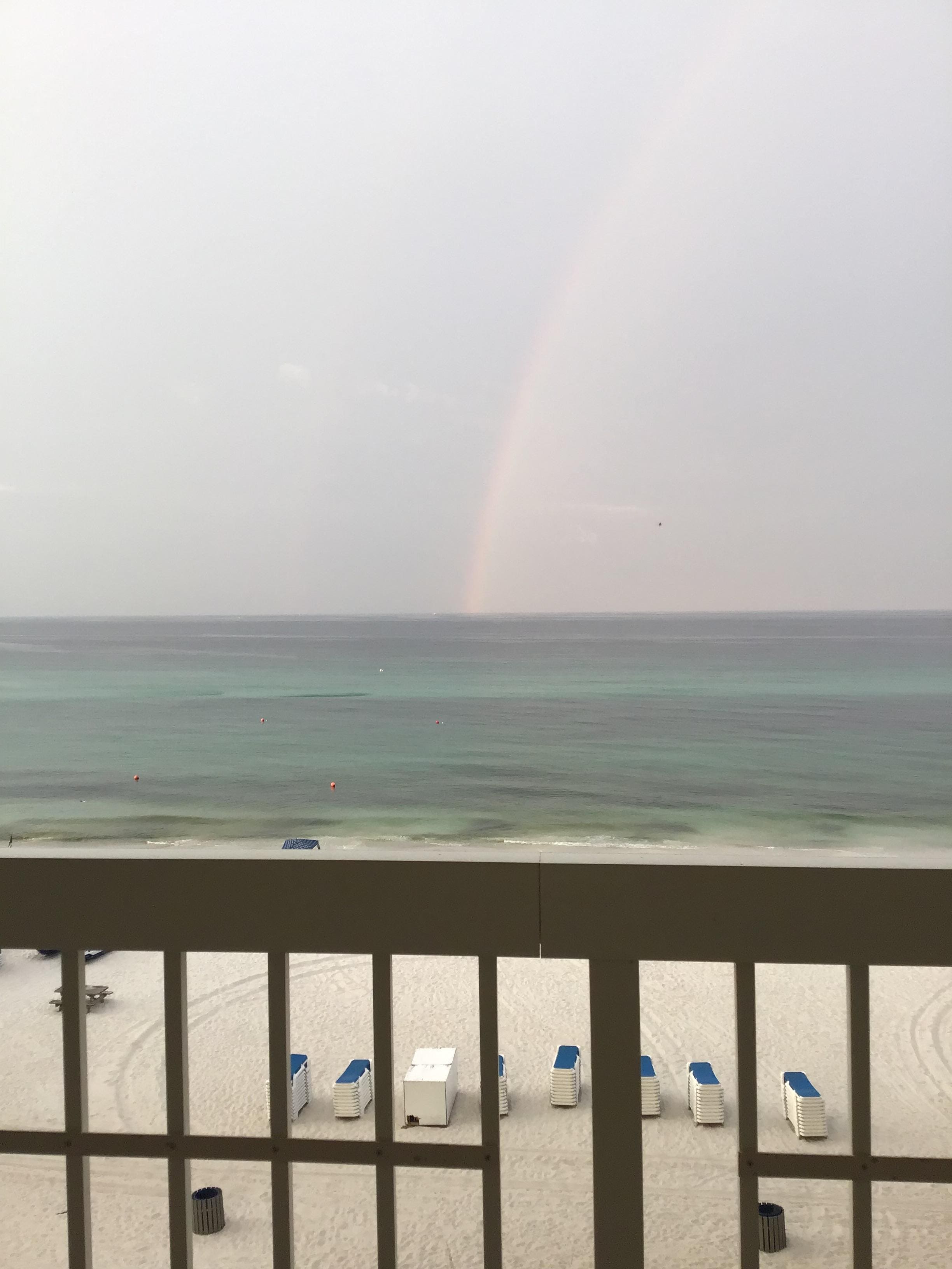 Beautiful rainbow over Gulf of America on day one.