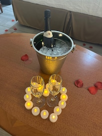 Champagne waiting in the room.