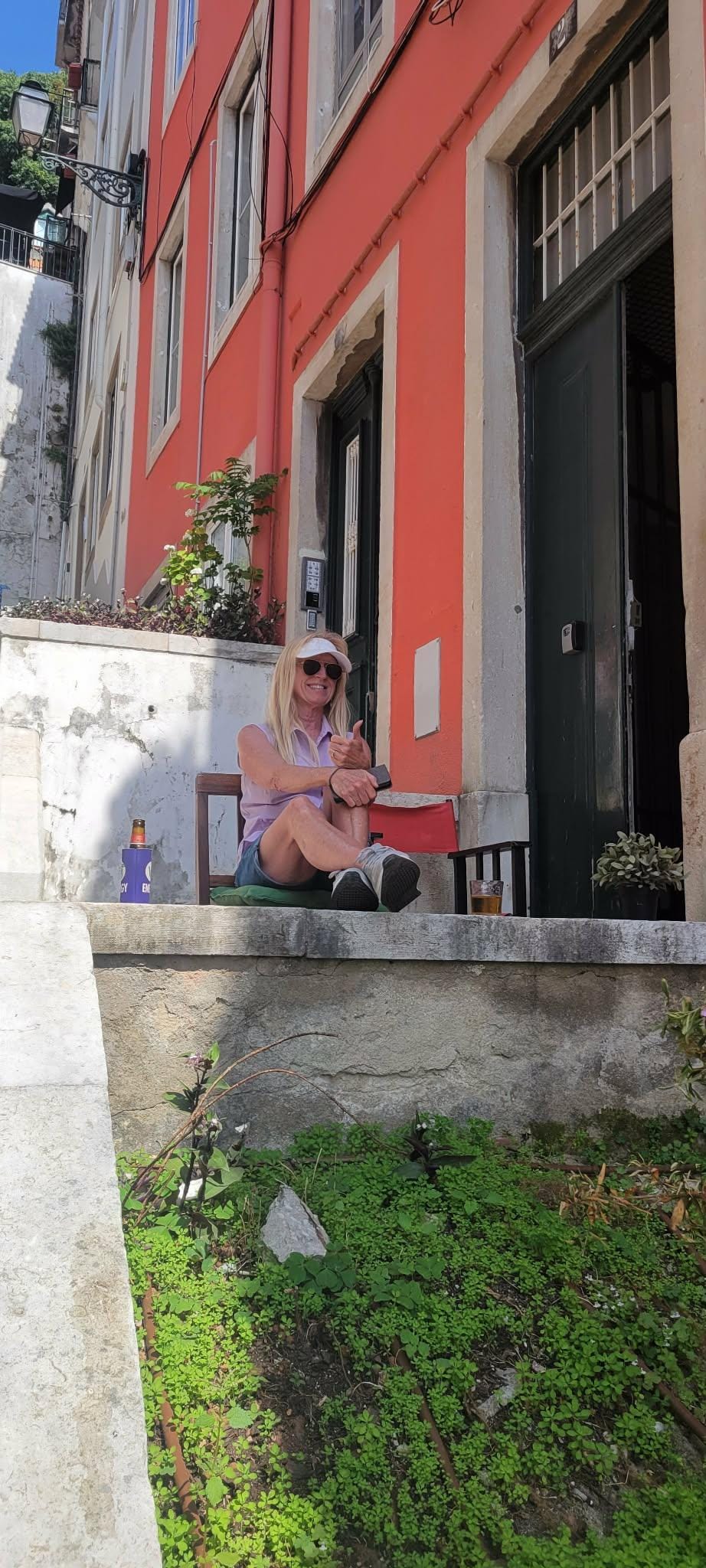 We enjoyed sitting outside the entrance.