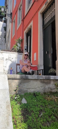 We enjoyed sitting outside the entrance.