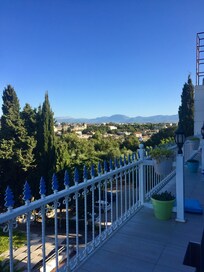 Breakfast views on terrace.