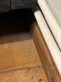 Støv samt hår ved sengen