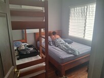 Beds for 3 plus there is a master with a queen