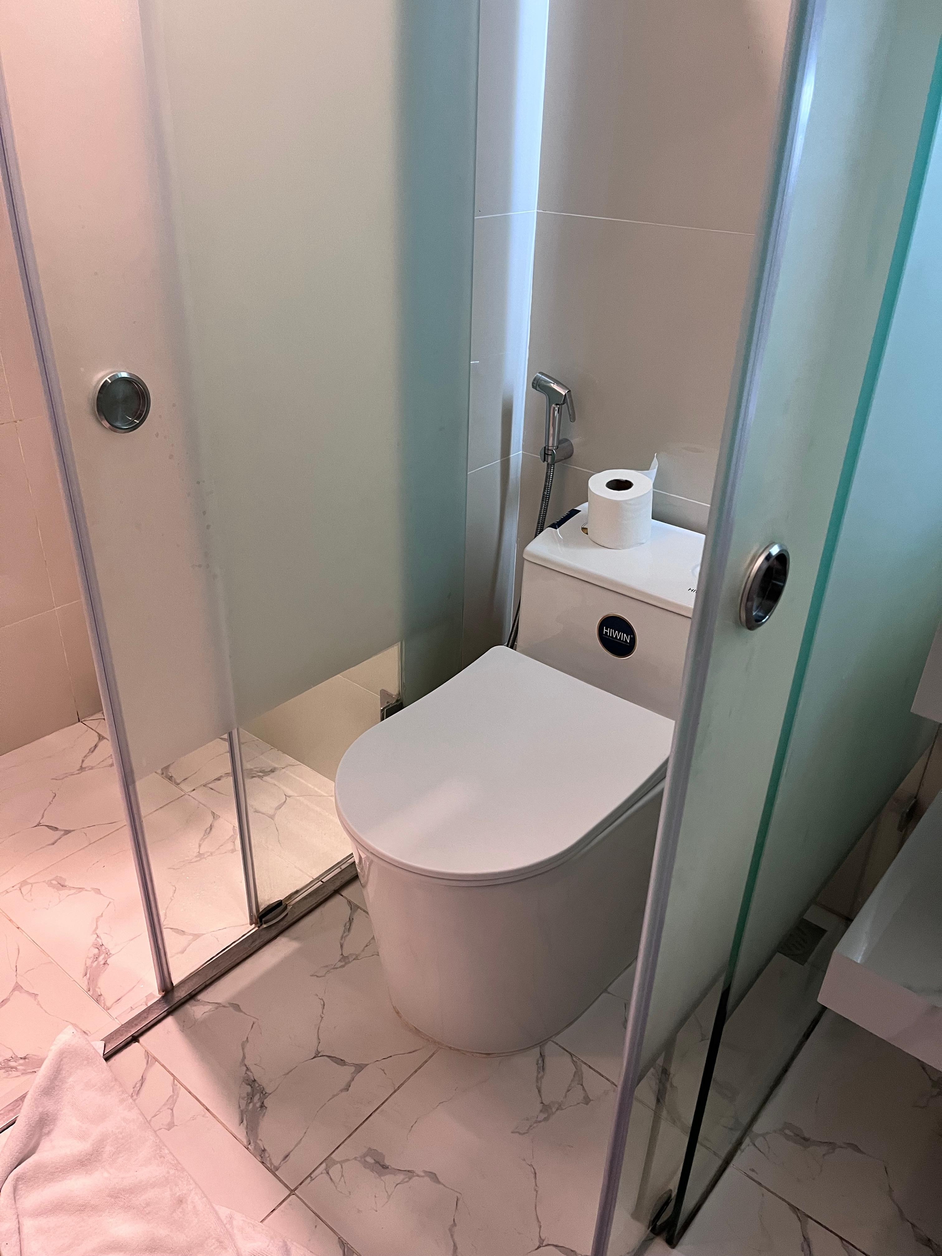 No toilet tissue holder, got to reach back