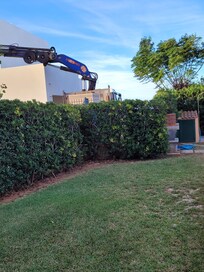 livraison du matériel de la maison en construction (aménagement d'une terrasse extérieure : bruits de scie, marteaux).