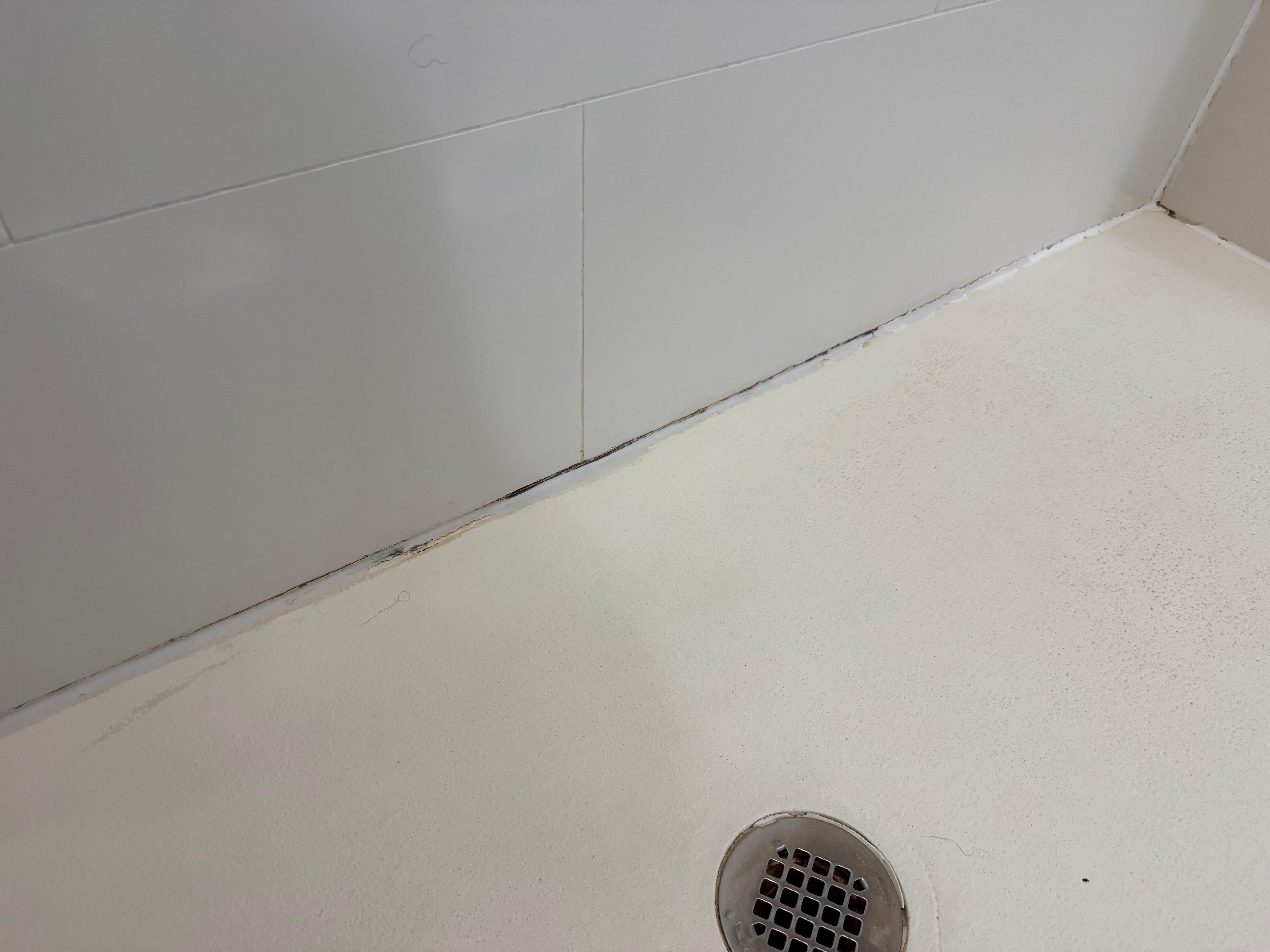 Discolored & peeling caulk in shower