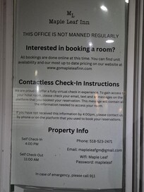 Notice of from door (No Reception - Self Check in)