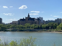 Hotel view from across river.