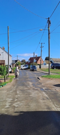 Methwold street showing electric service poles