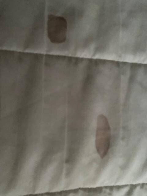 Mattress cover with menstrual stains
