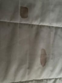 Mattress cover with menstrual stains