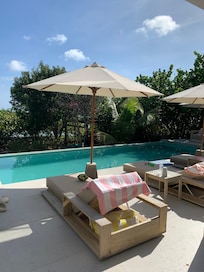The pool area.