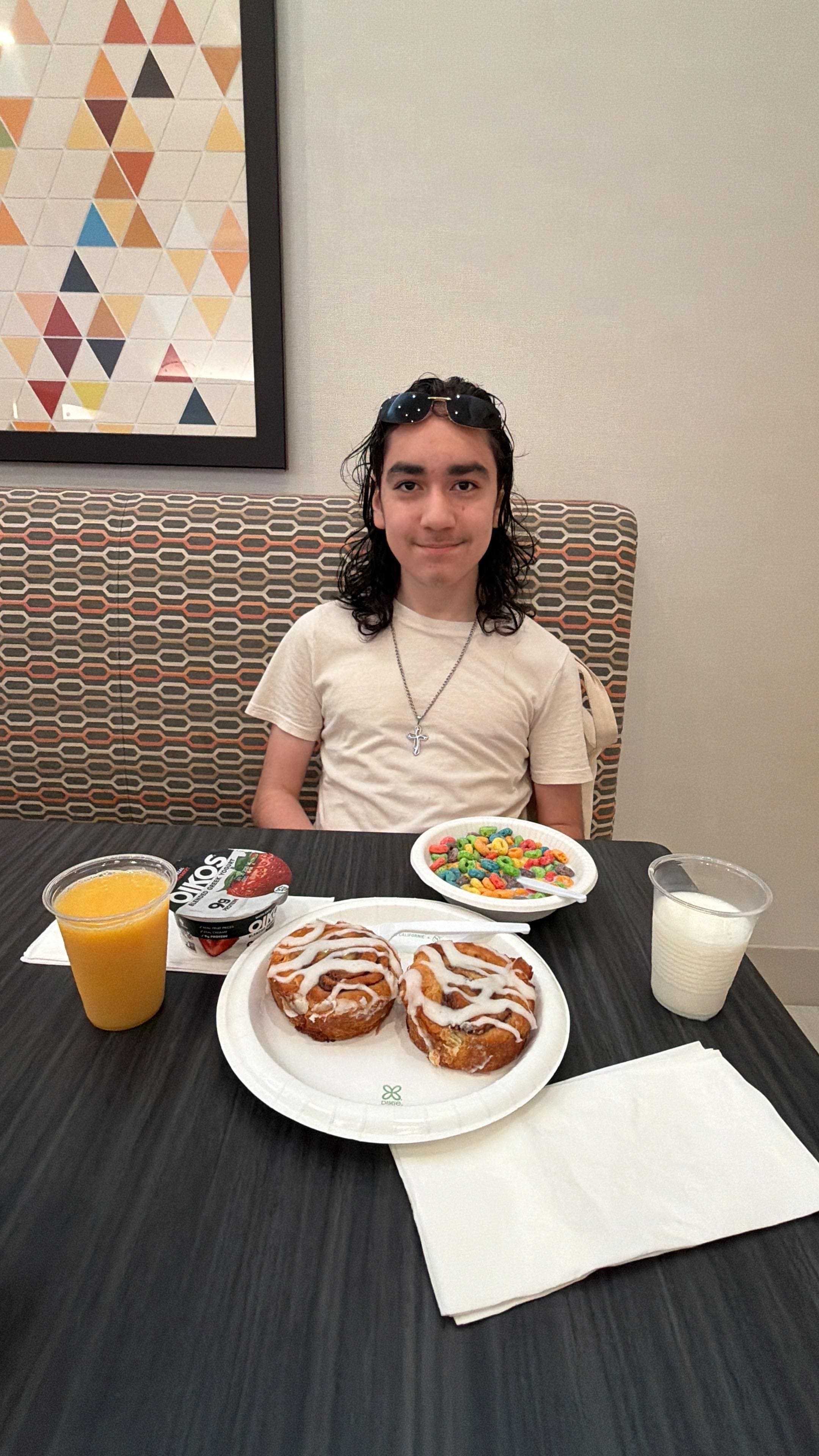 My kiddo happy with the breakfast 