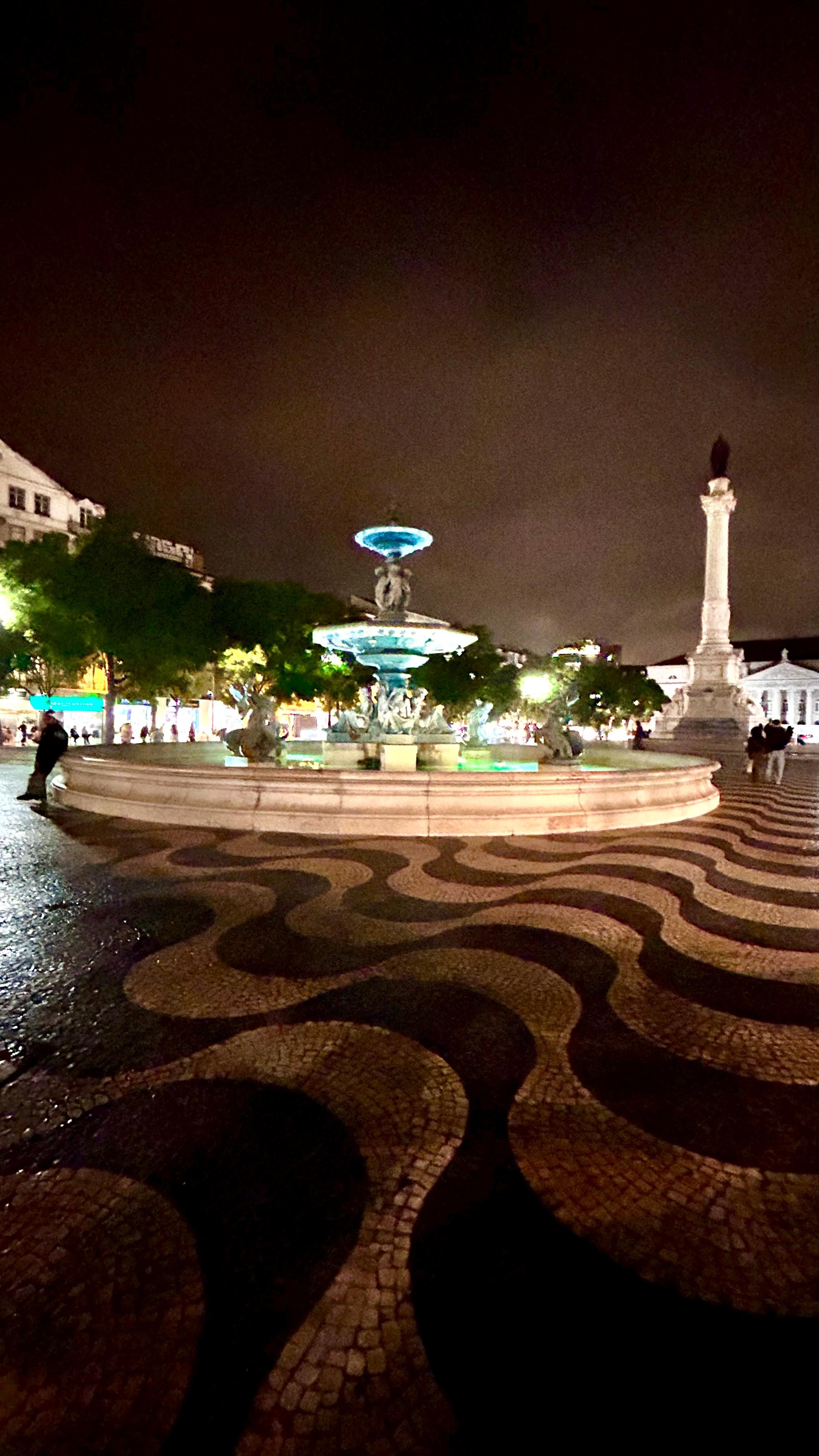 Fountain at Rossio Square. 