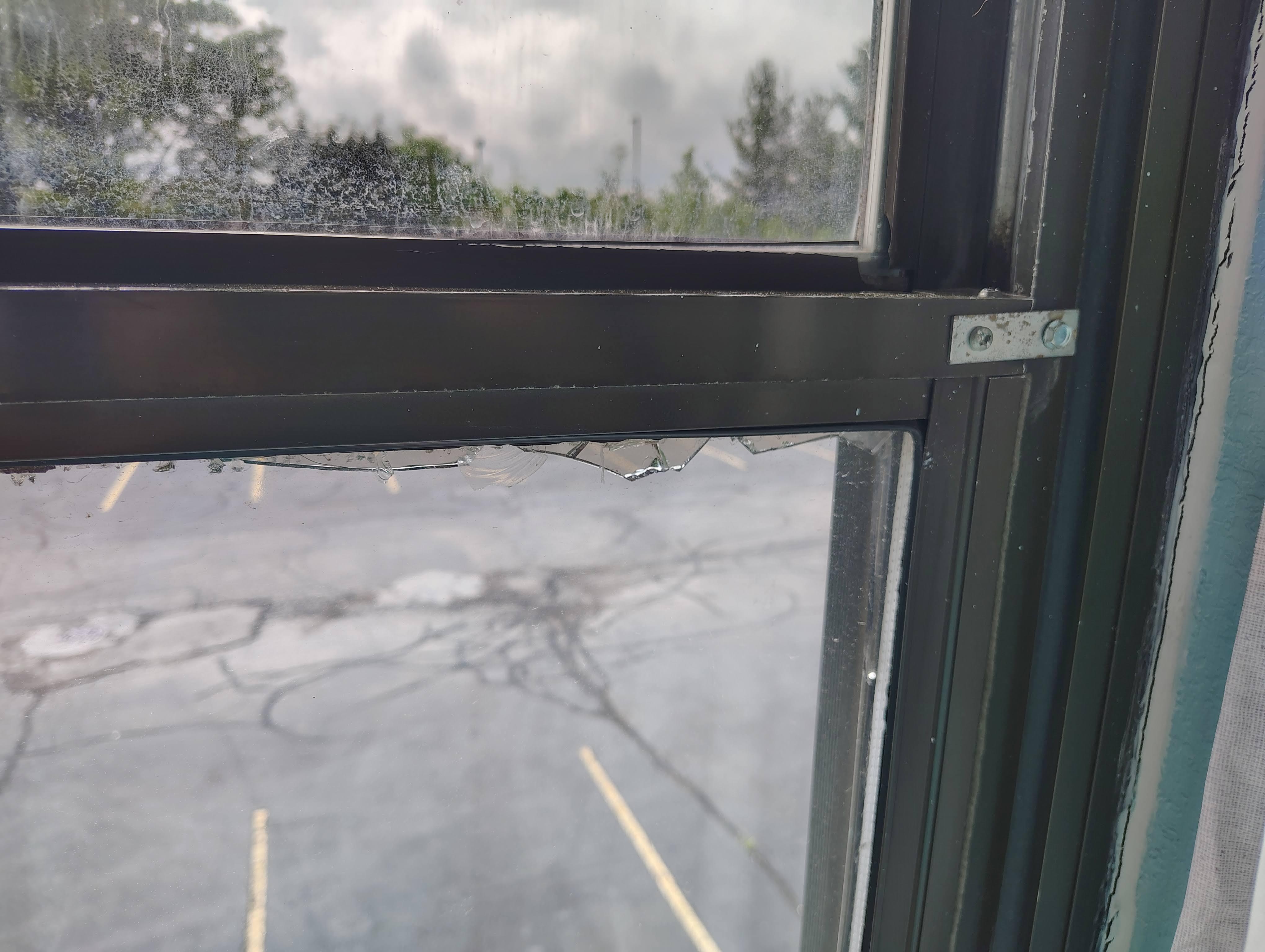 Broken window in room