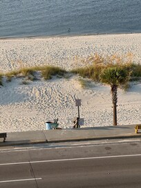 View of the beach from balcony.