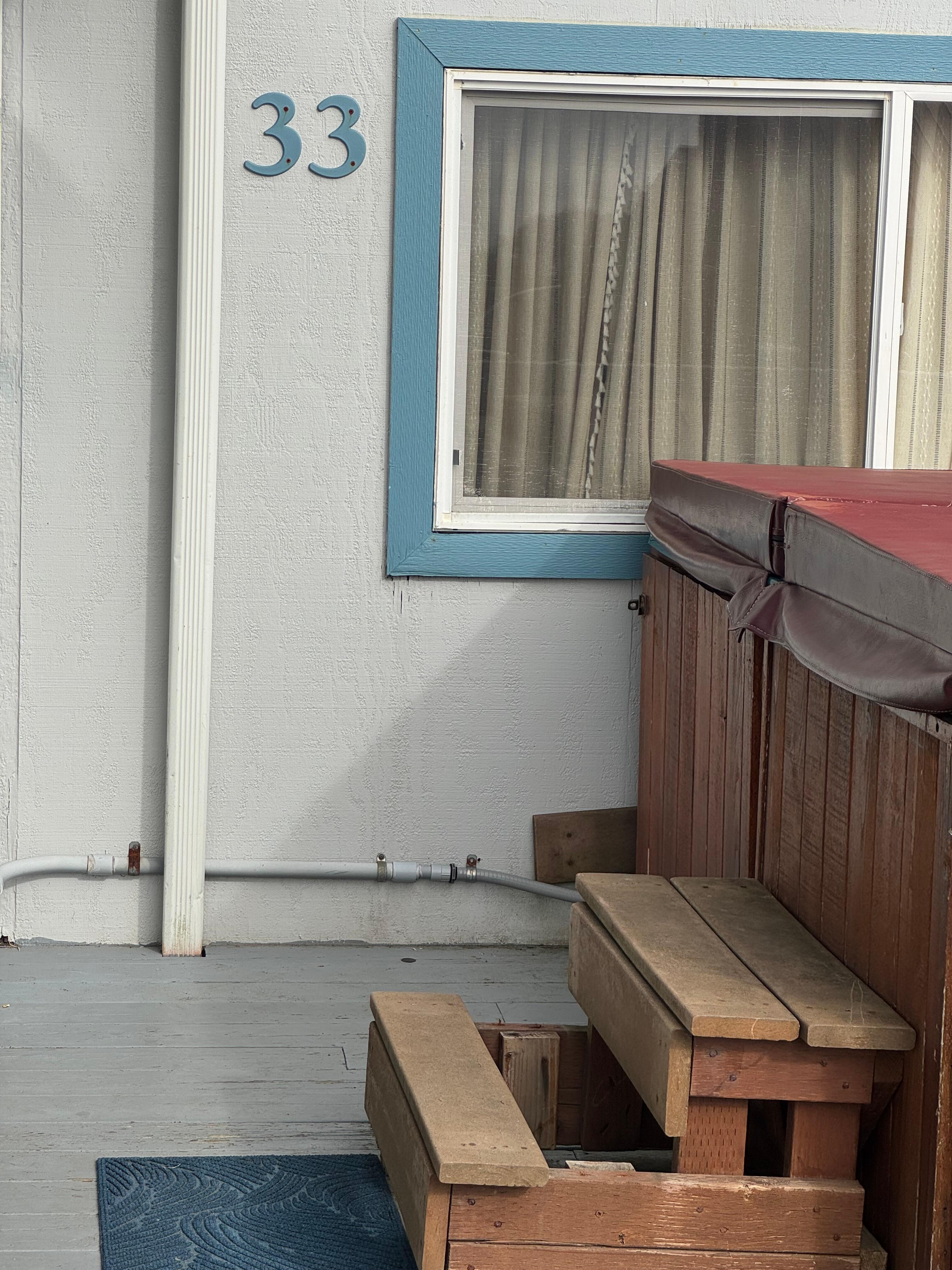 Broken steps on hot tub stairs rusted screws sticking out...