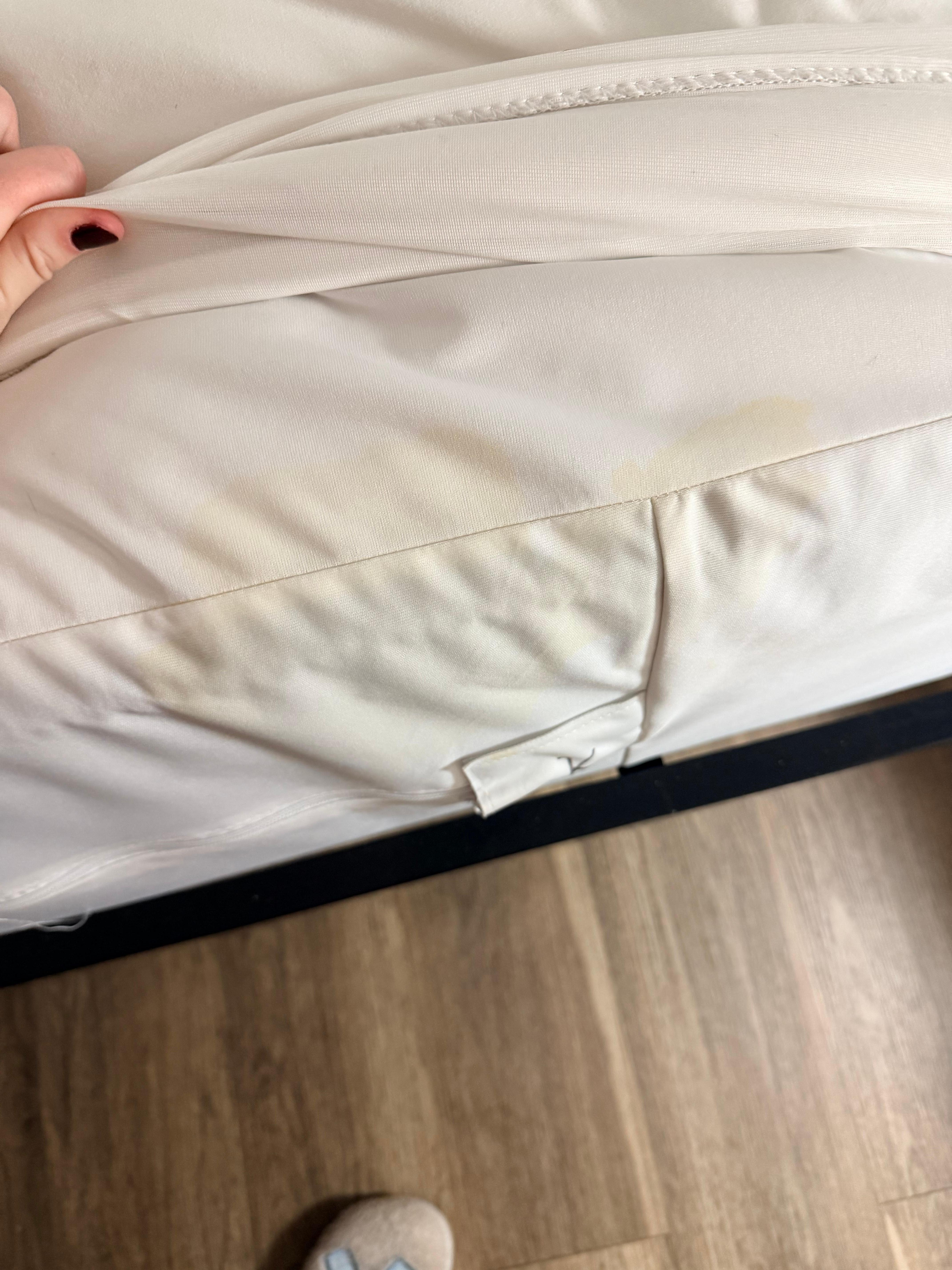 Random yellow stain on the bedding 