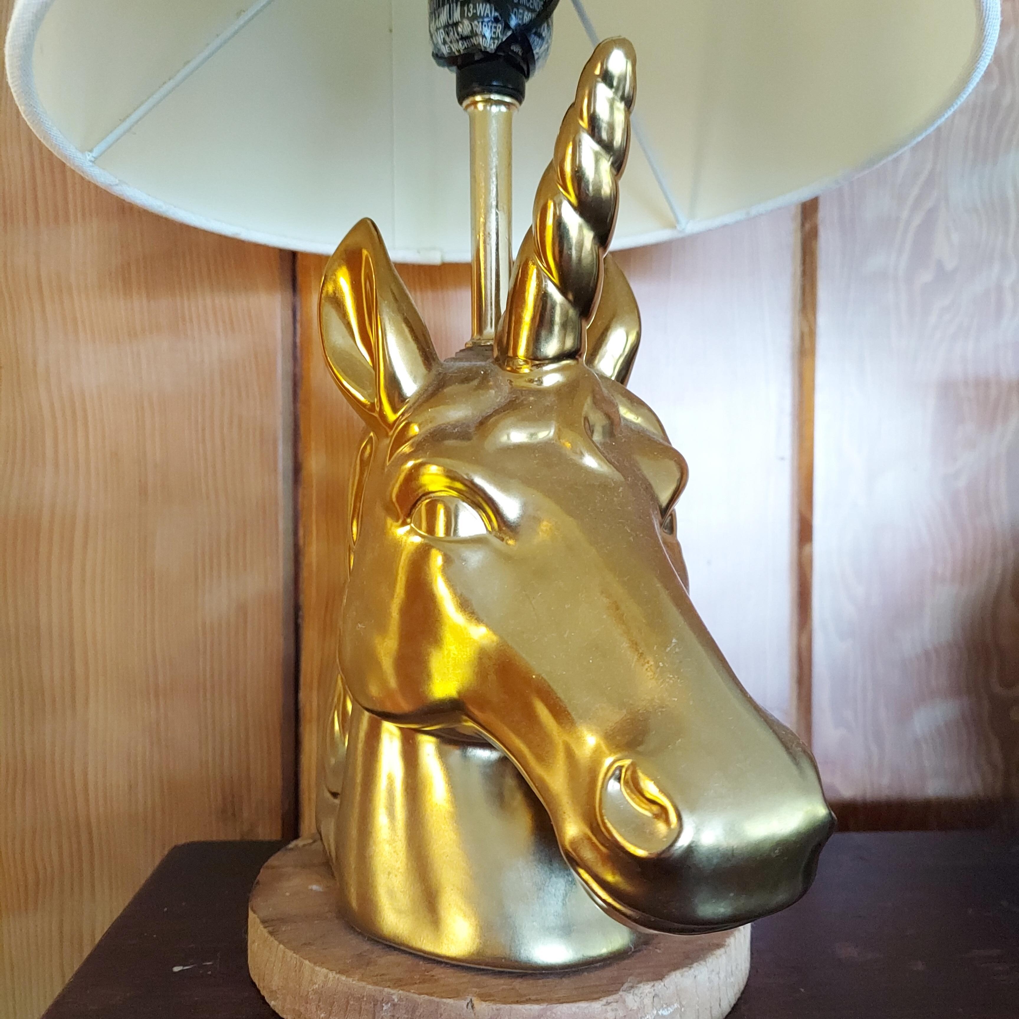 Golden unicorn lamp