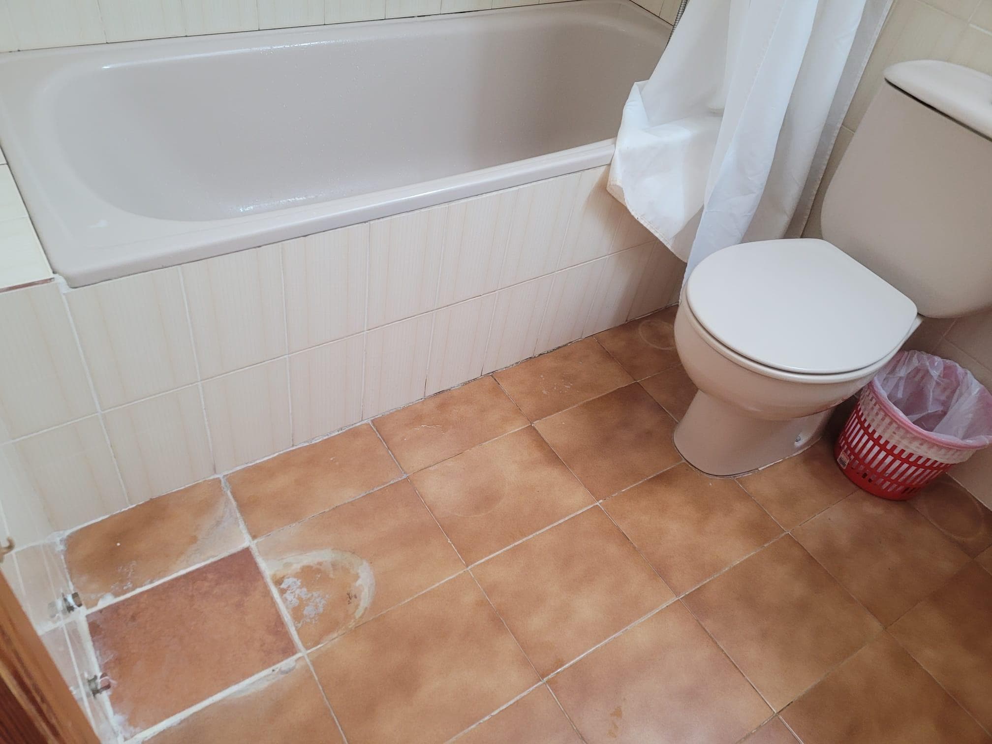 baño además del estado del suelo los alicatados estaban que se caían