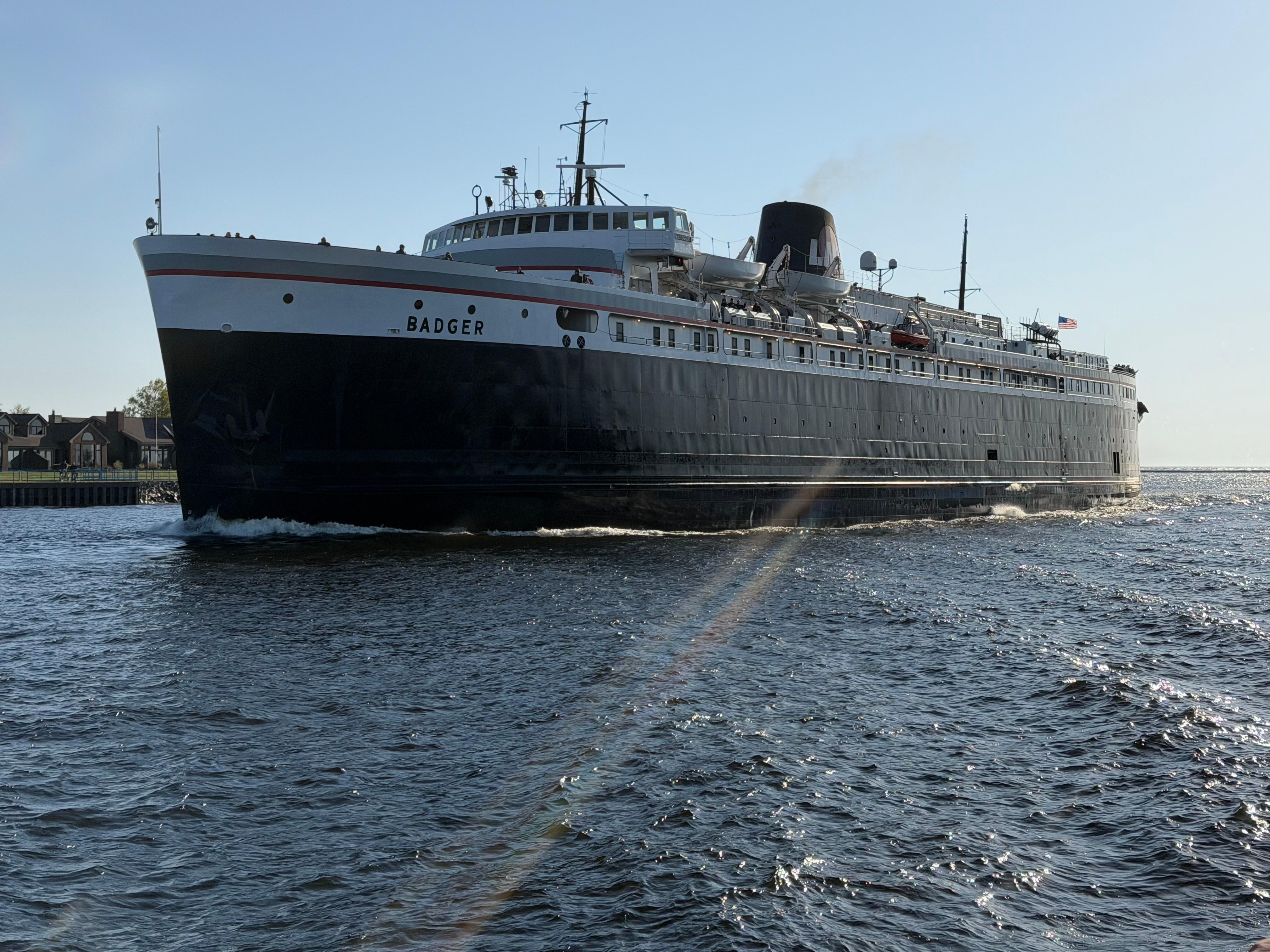 SS Badger coming in for the night