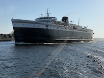 SS Badger coming in for the night