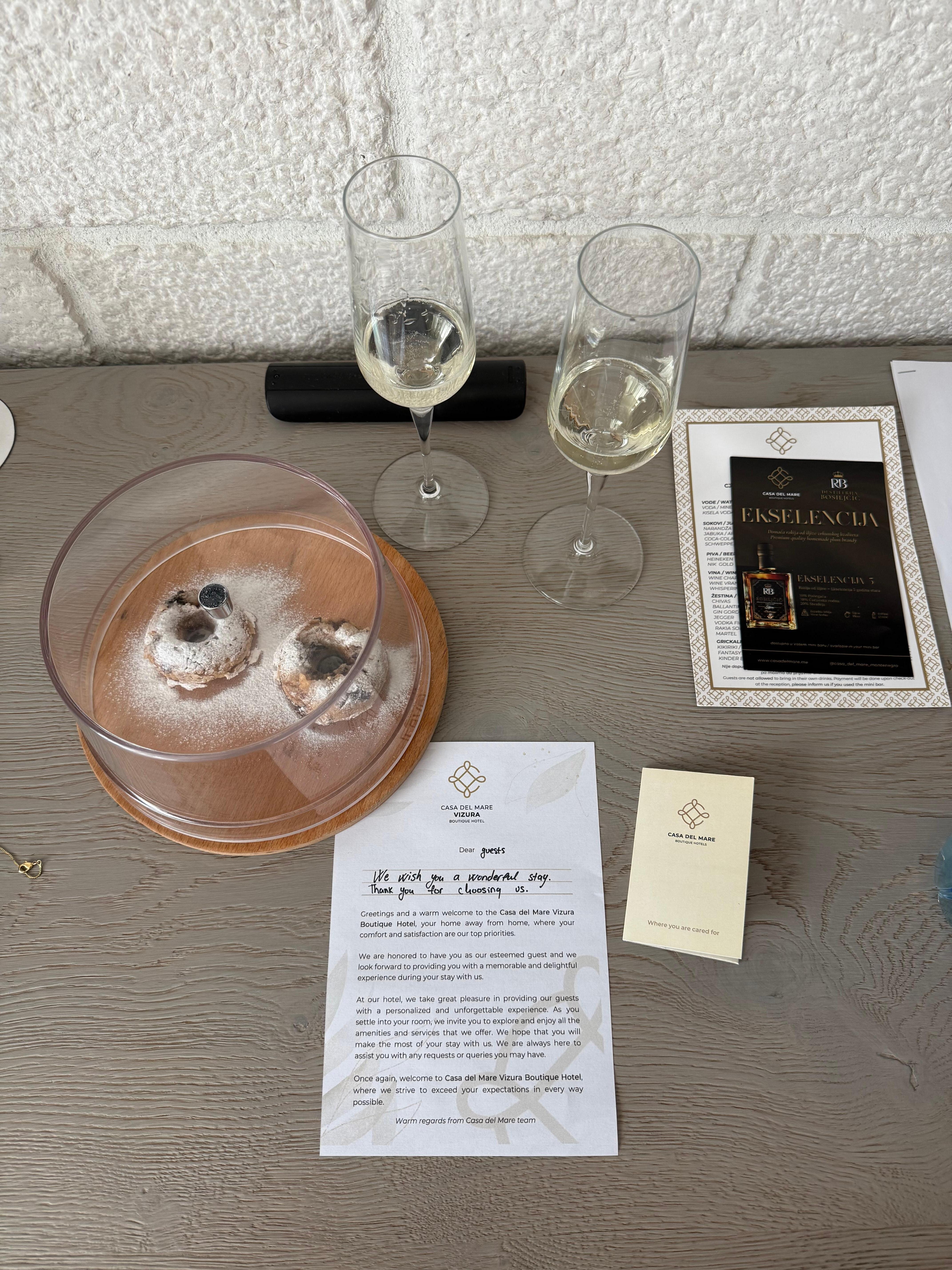 Welcome treats and drinks