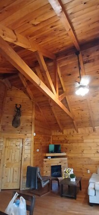 Main room with vaulted ceiling