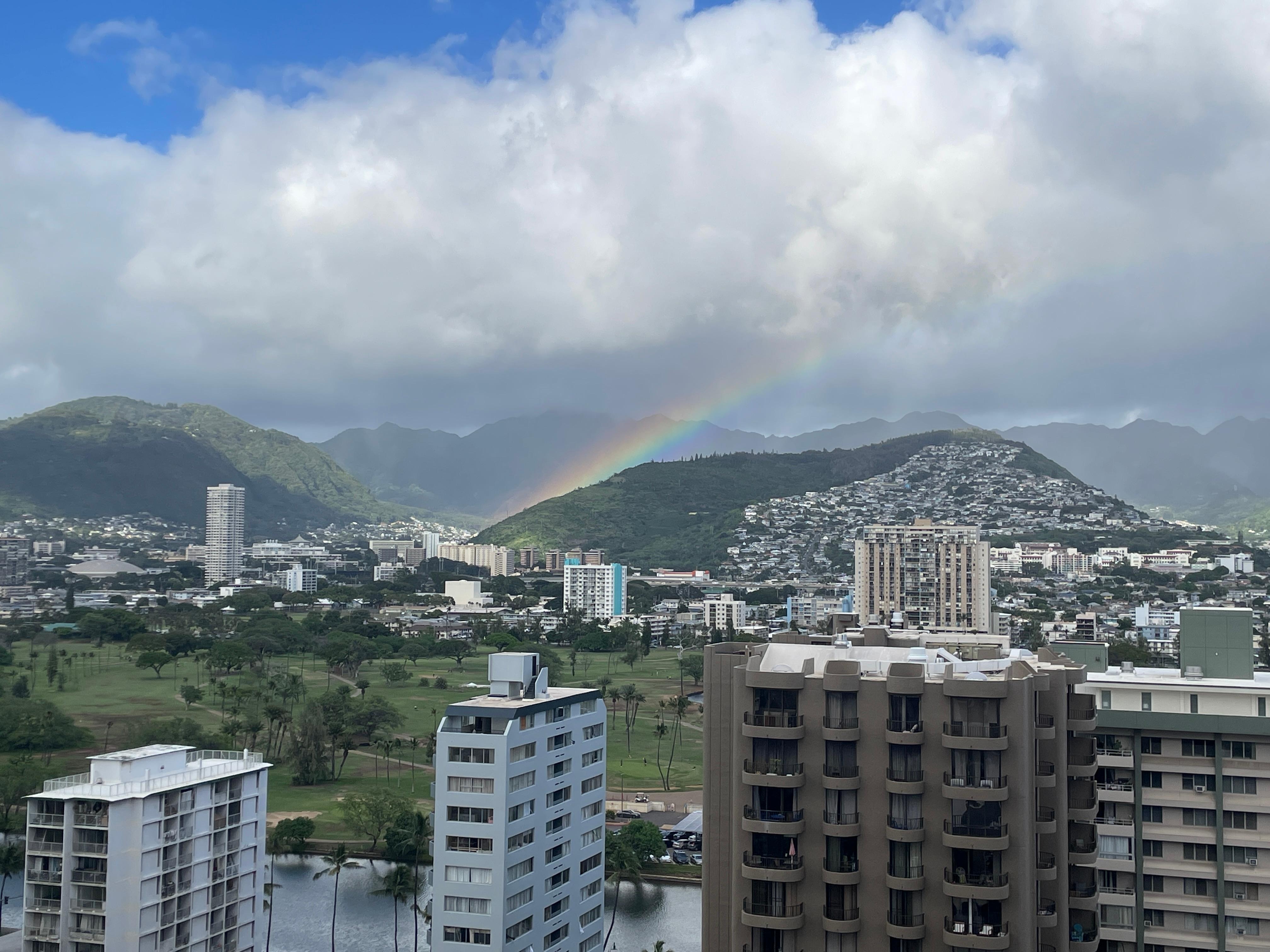 We had a beautiful rainbow view after the showers!