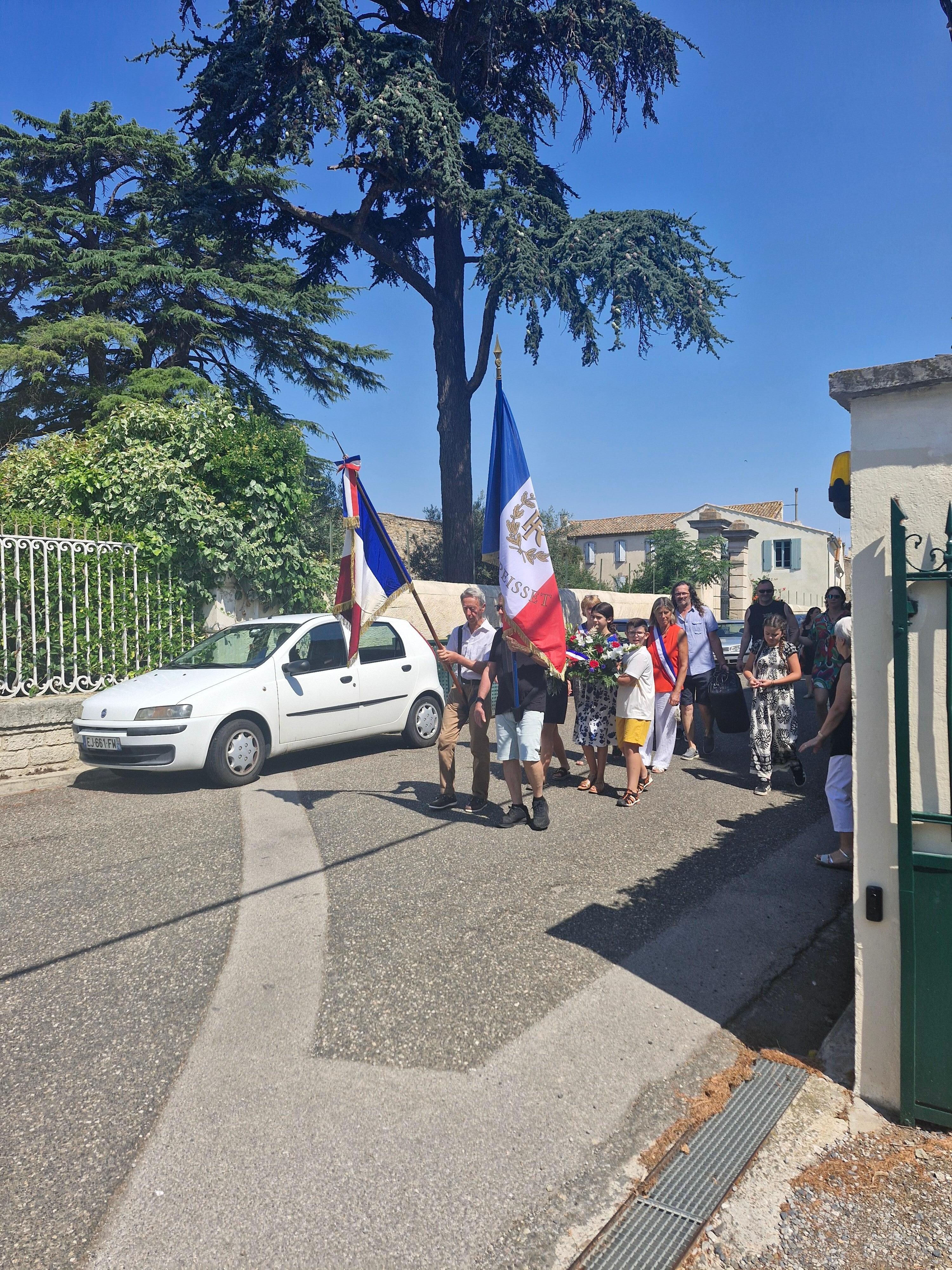 Watching Bastille Day, July 14th parade outside gate