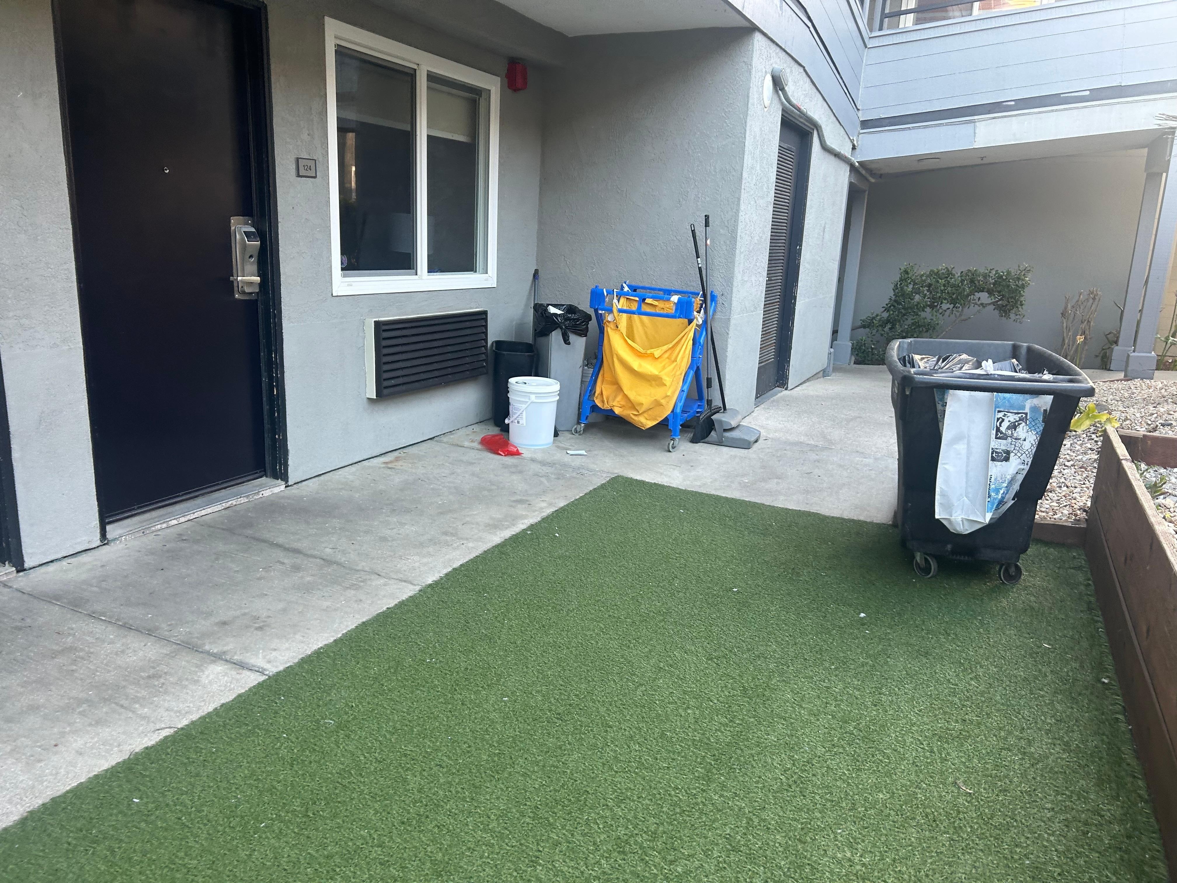 Garbage left out in central area by maintenance