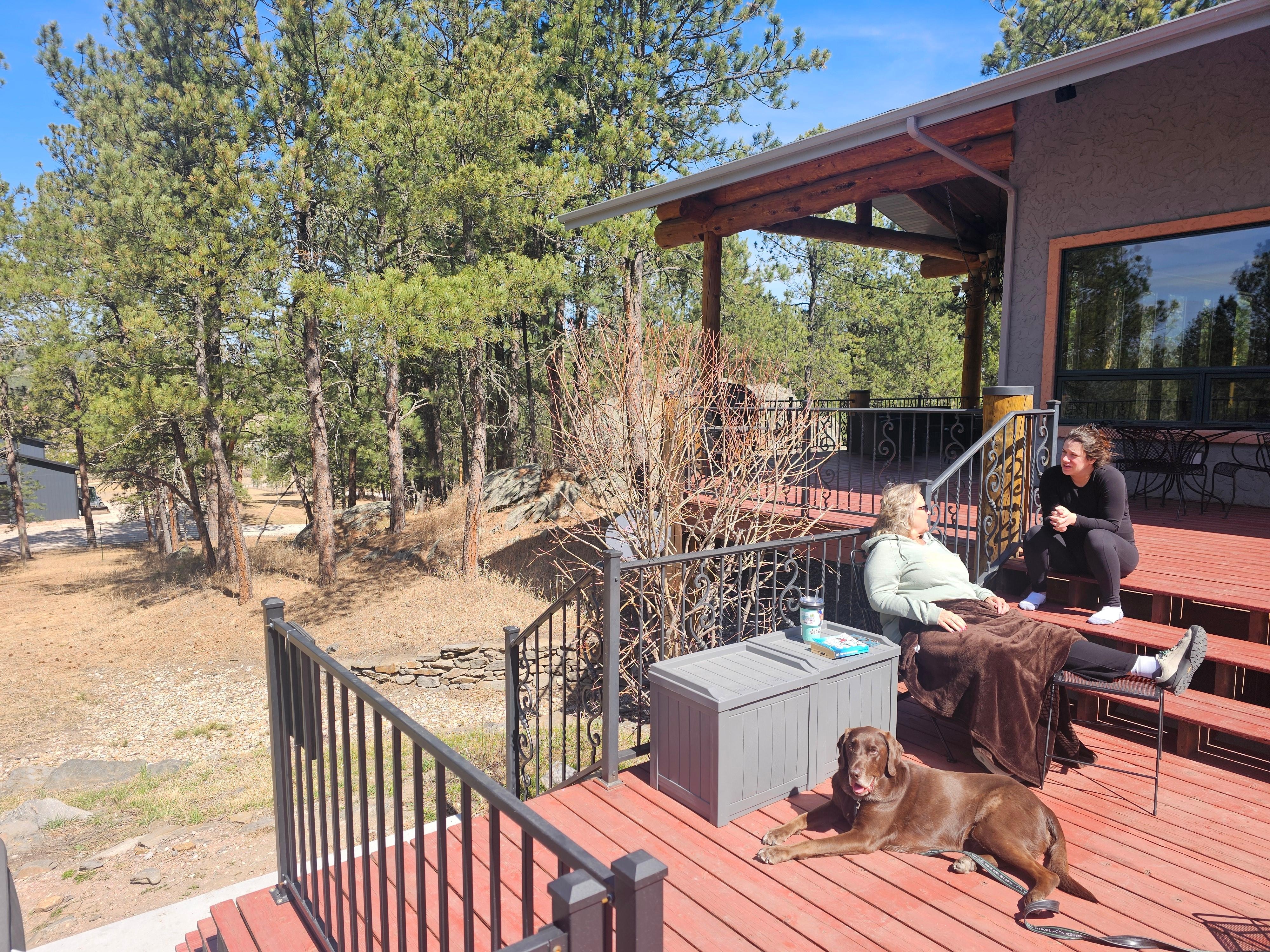 Relaxing on huge deck