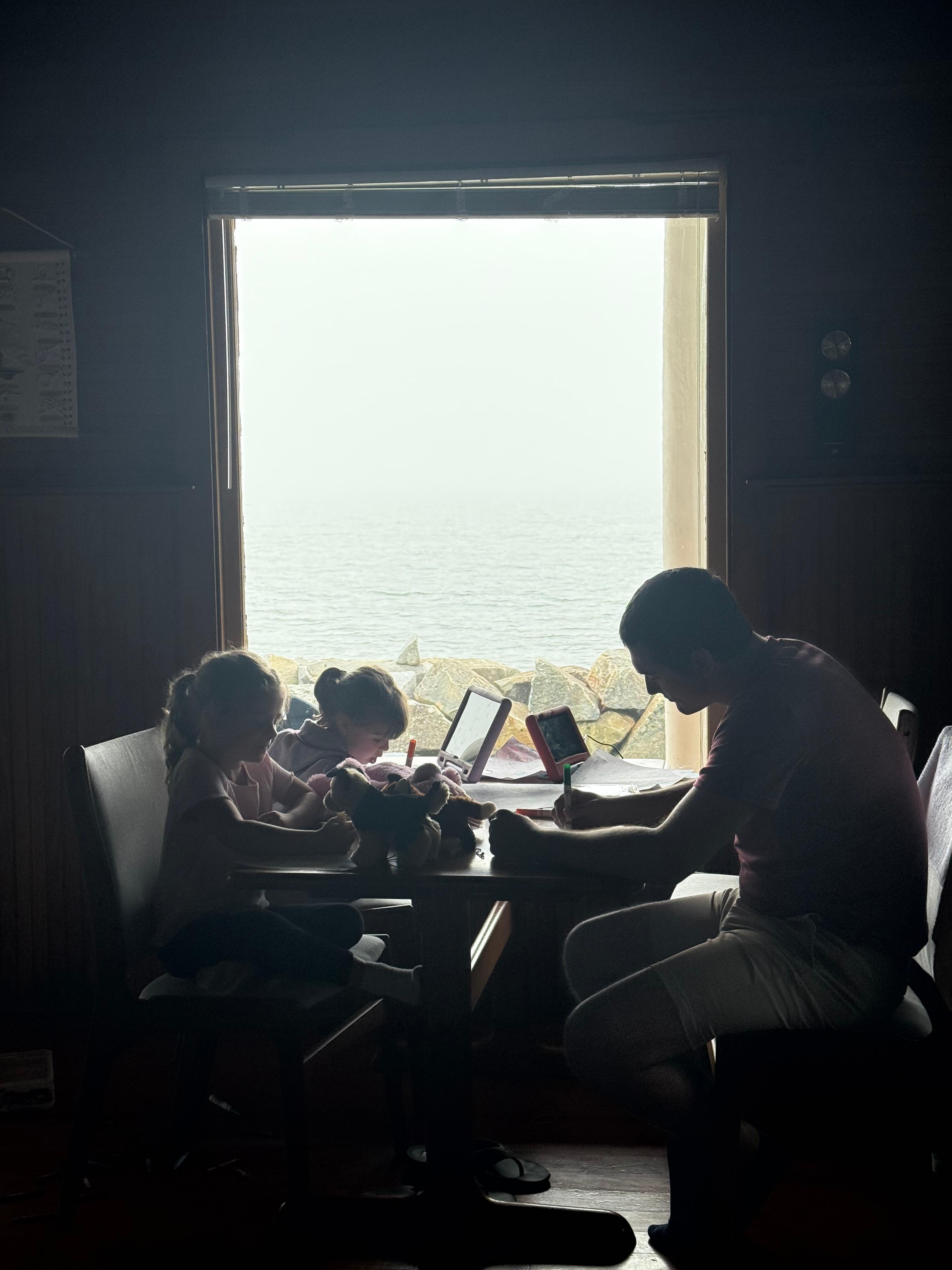 We had a couple rainy days and this was the perfect spot for projects and playing school