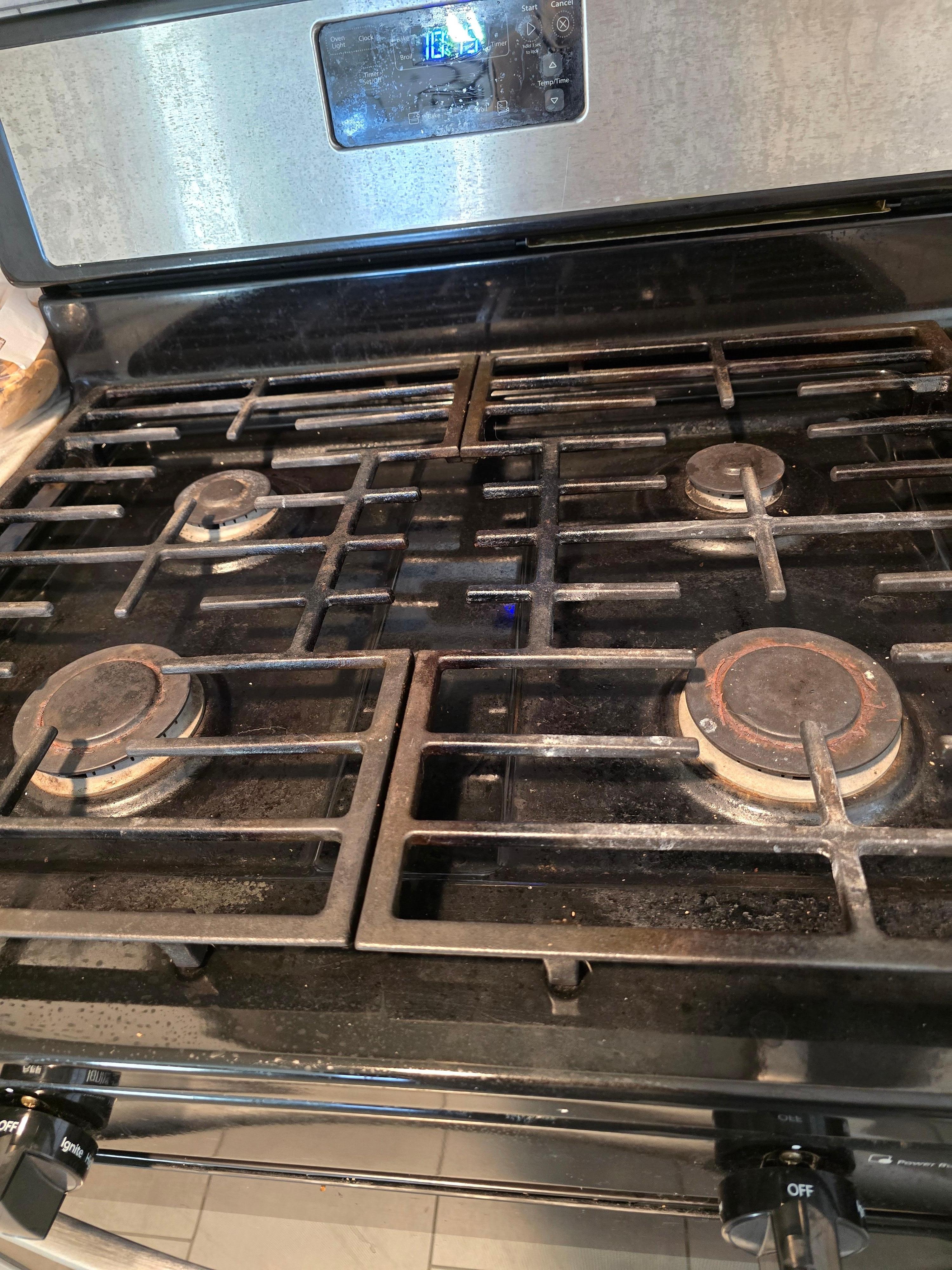 Gas stove top upon our arrival