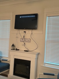 Family Room TV / wires hang
