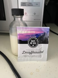 Milk given - tiniest bottle - a miniature and lucky I didn't take milk, just hubby (not that they asked), because he had just enough for himself. Really? Cannot think of any reason to give such a tiny bottle the size of a nail polish bottle.