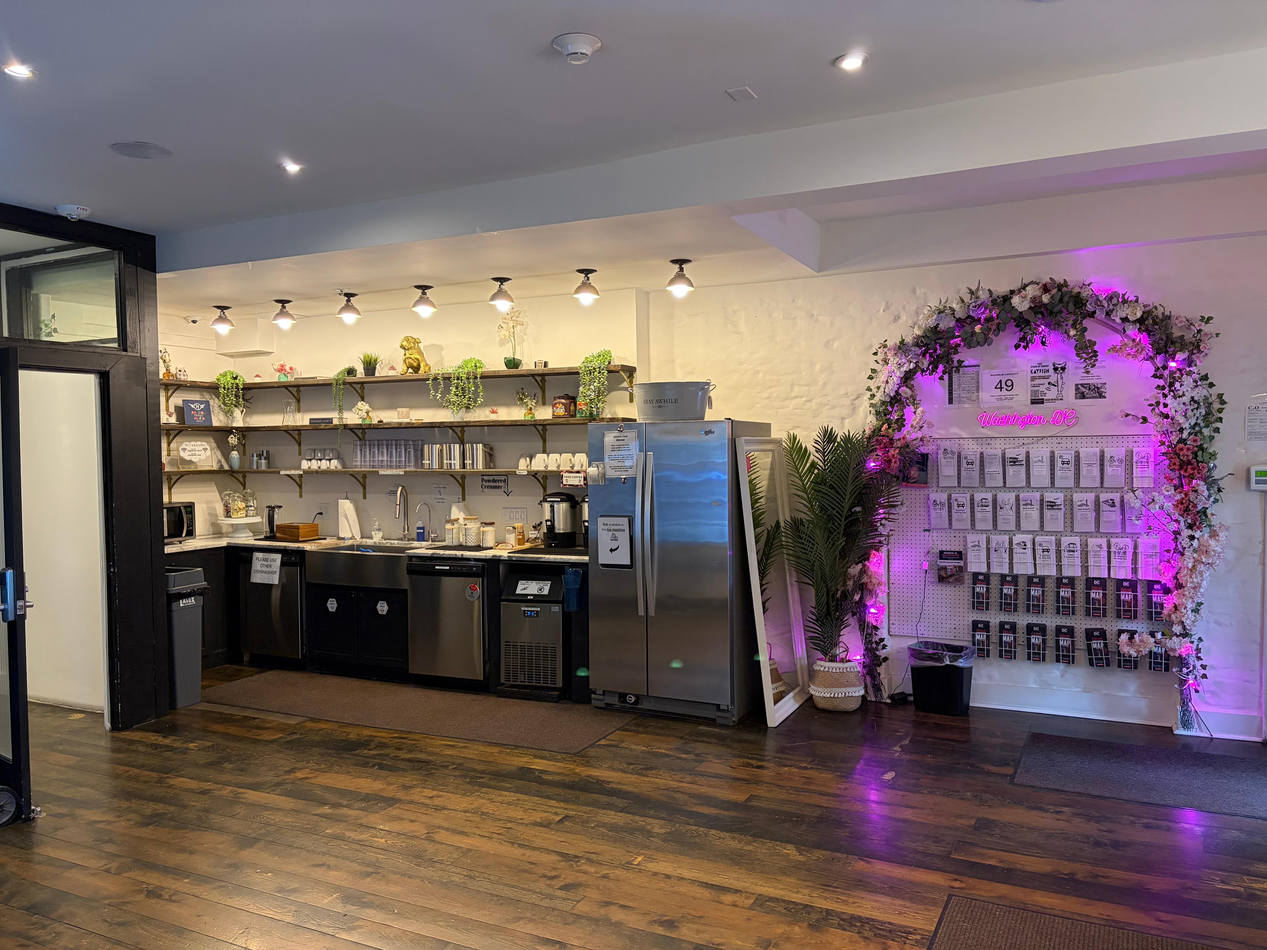 The “smaller kitchen” with all-day coffee and tea.