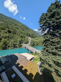 View from our balcony to Harder Kulm funicular.