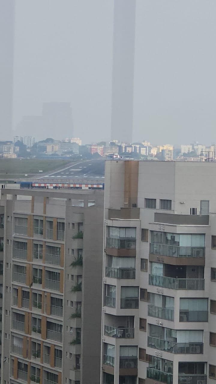 Vista da pista de Congonhas a partir da sala de musculação.