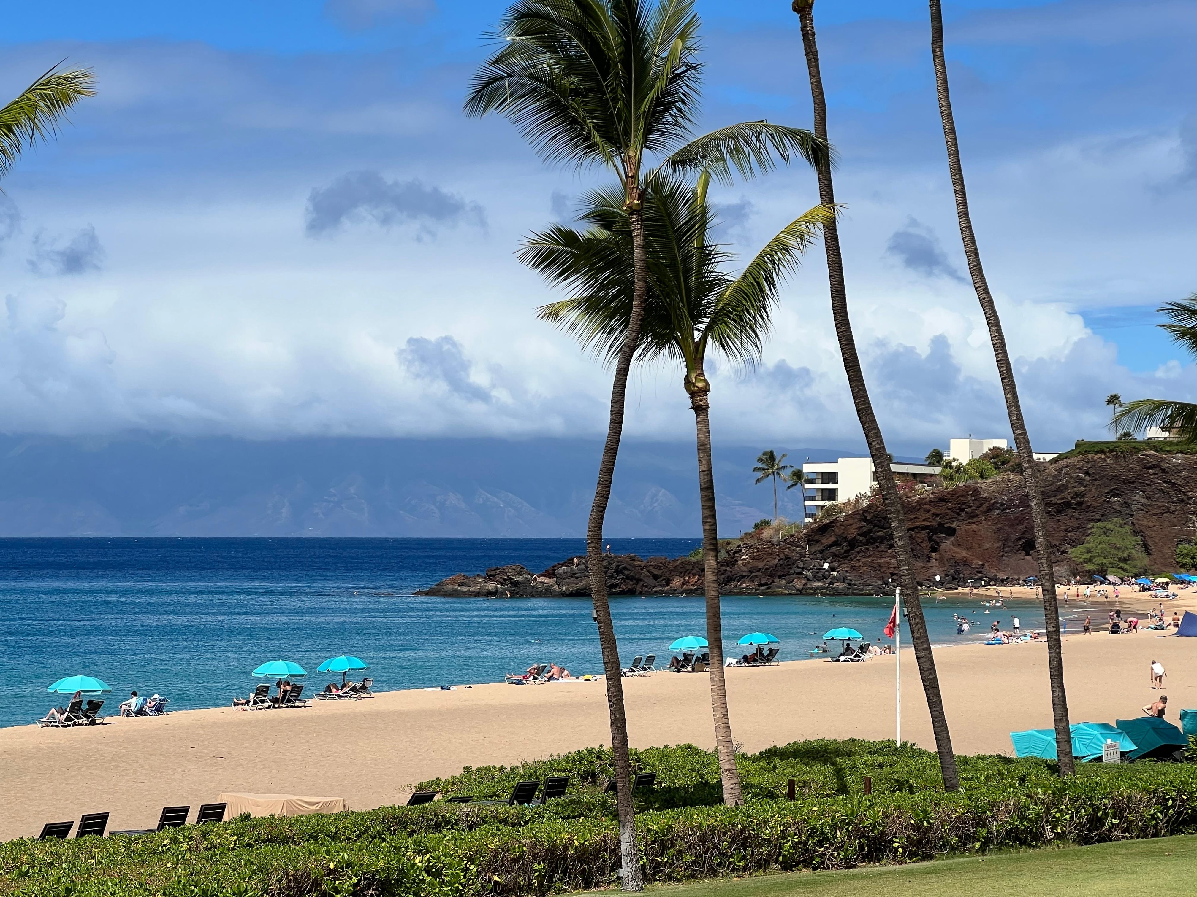 View from lanai of the beach and ocean