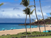 View from lanai of the beach and ocean