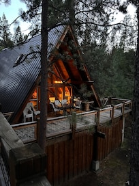 View of cabin from the hot tub