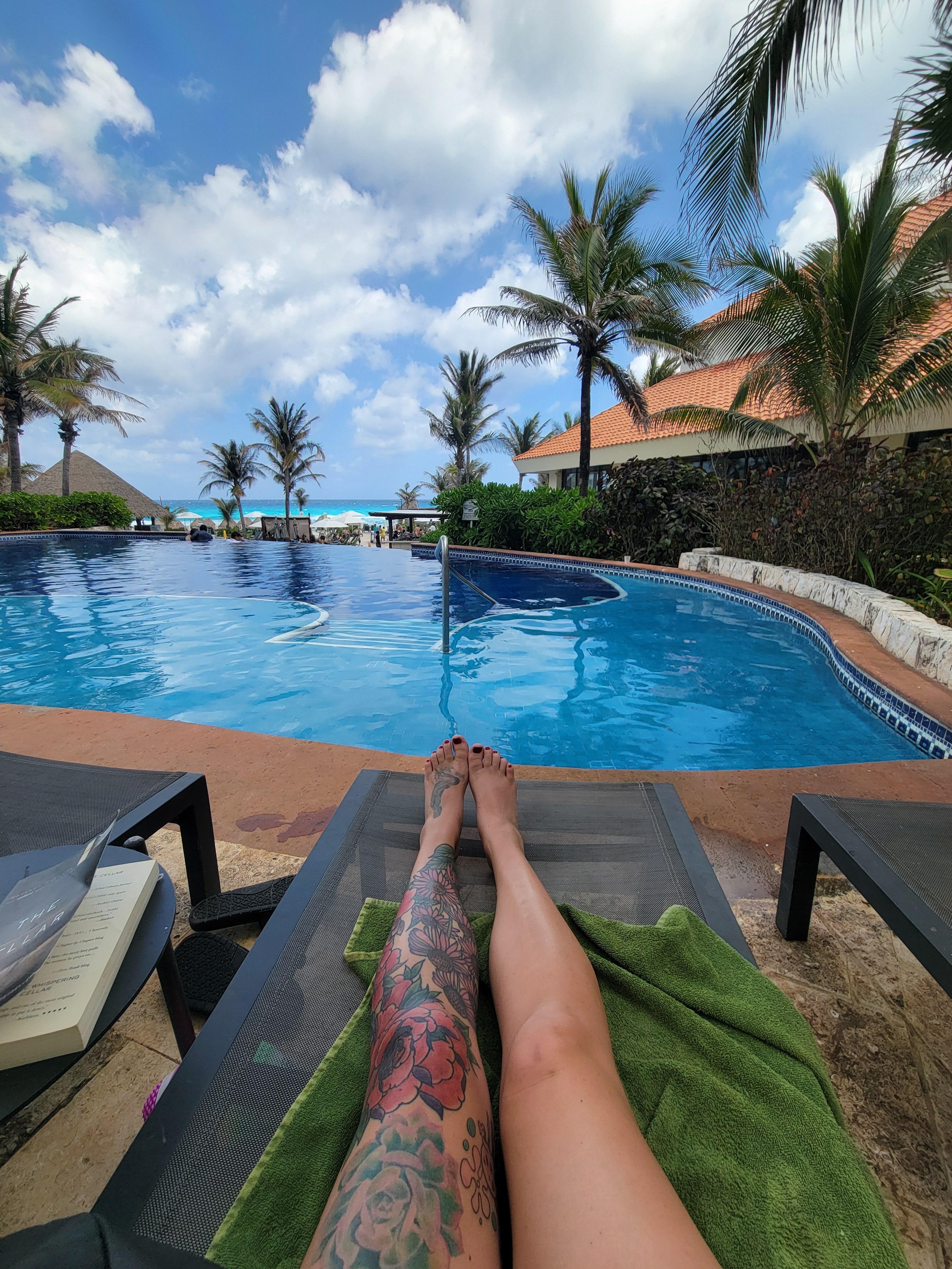 Upper pool with an ocean view