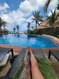 Upper pool with an ocean view