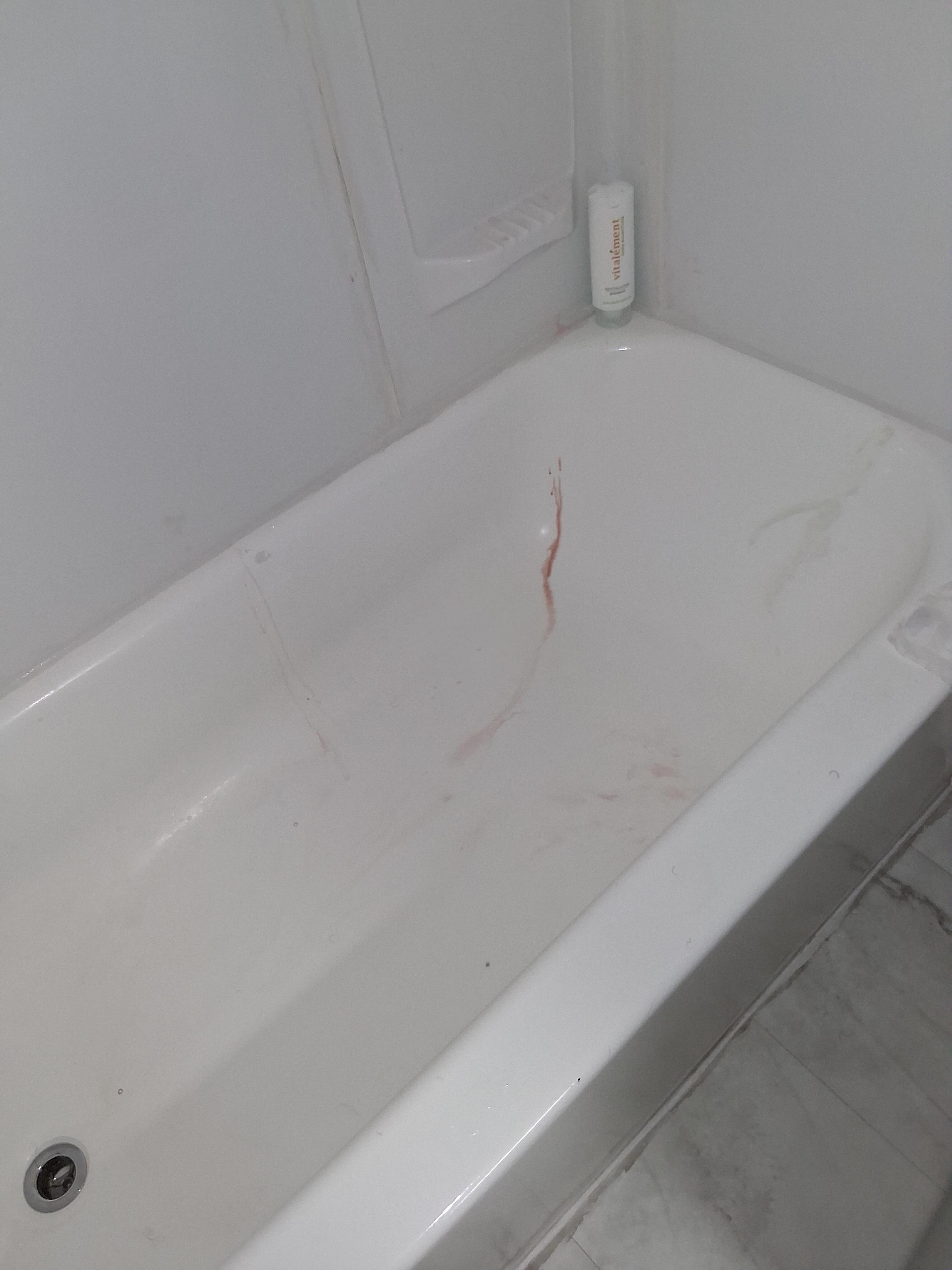 Blood in bathtub in 1st room we were given from previous guest 