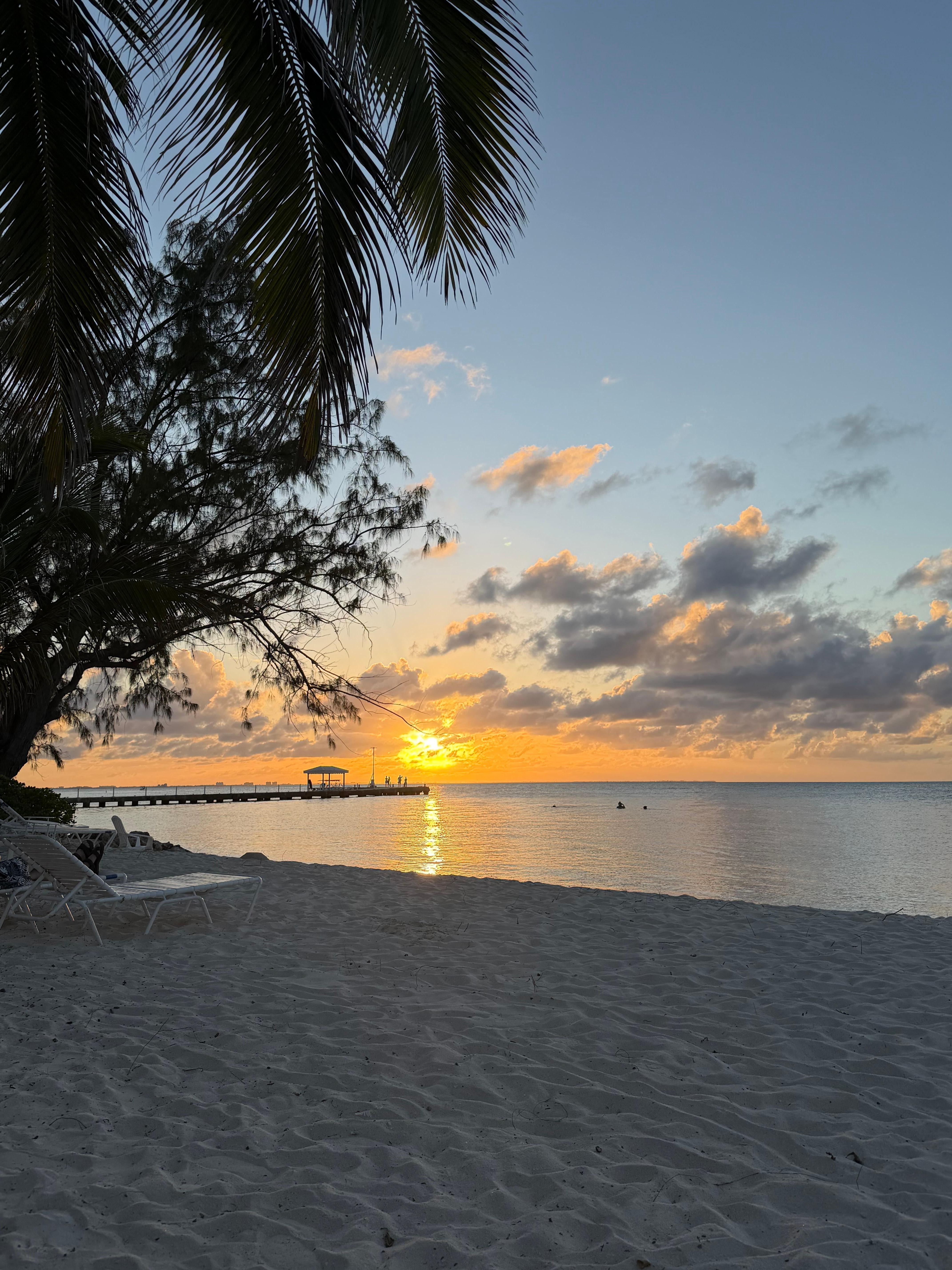 Beautiful sunsets on beach in front of condo.