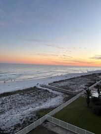 Evening sunset on the balcony