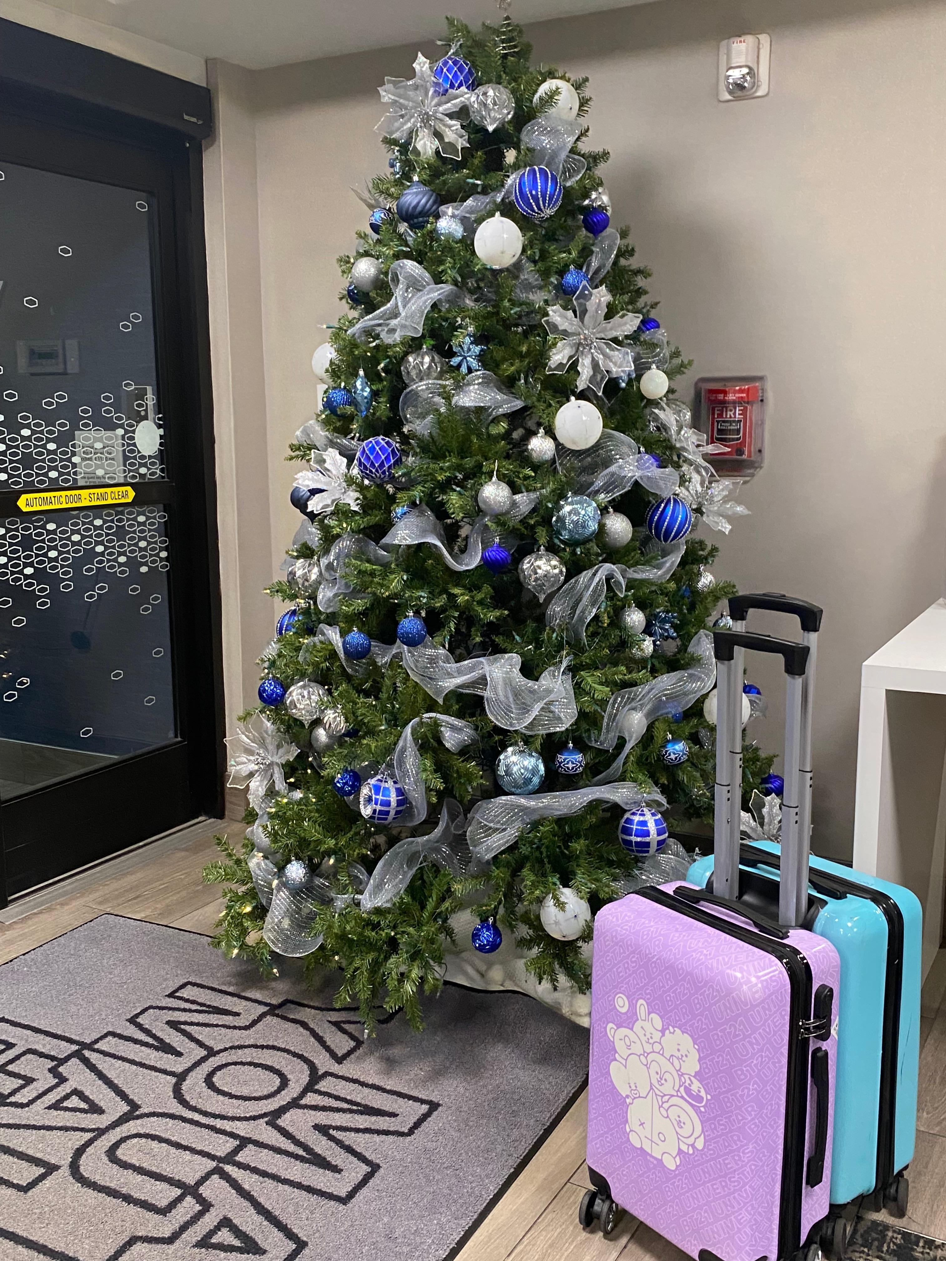 門口聖誕樹佈置很溫馨